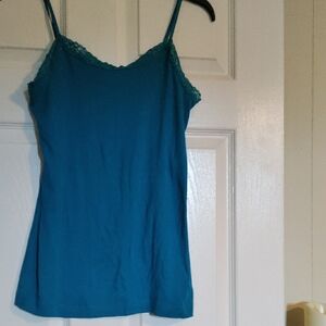 Women's Teal Lace Trim Cami Top